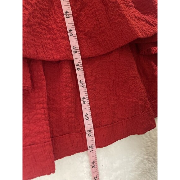 Maeve Anthropologie Scarletta Red Crinkle Gauze Tiered Button Midi Dress Boho S - Picture 8 of 9